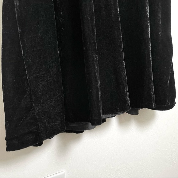 TALBOTS Black Velvet Ruched Sleeve Midi Fit & Flare Cocktail Dress LBD 16W - Picture 4 of 12